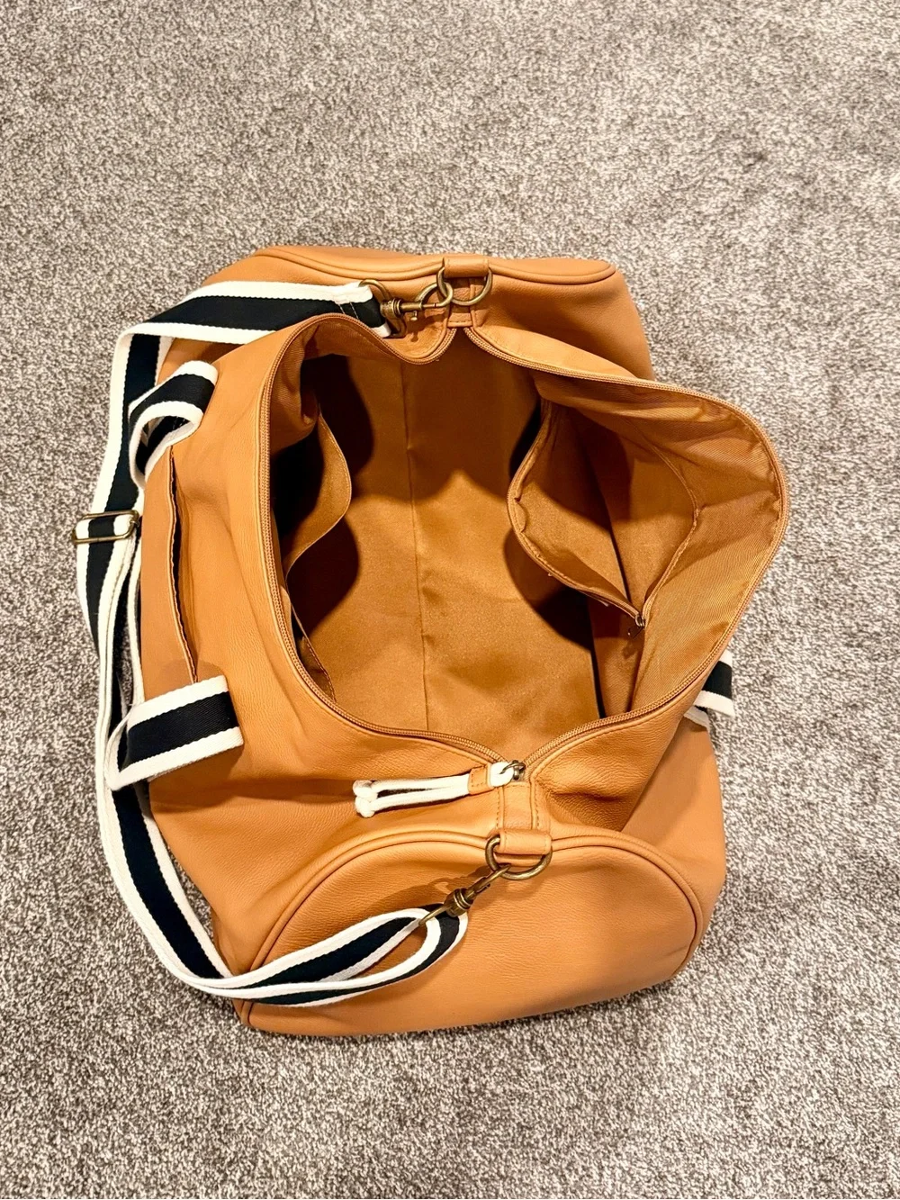Target Tan and Black Striped Weekend Duffel Bag